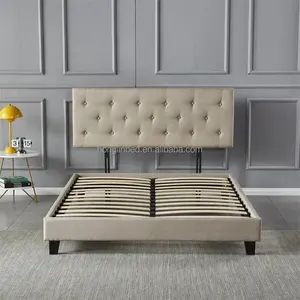 现代布艺床设计2024批发最新卧室家具簇绒金属床架大号木质床架待售
