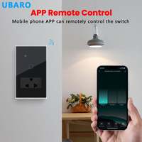 Interruptor Inteligente WiFi UBARO Smart Life de 2 Canales, Panel Táctil de Vidrio Templado, Control por Voz (Alexa/Google Home), Material de PC Ignífugo