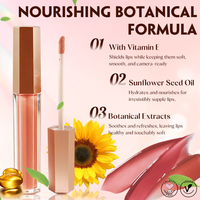 Brillo Labial de Lujo en Estuche Dorado Premium con Forma Hexagonal para Chicas, Acabado Espejo Kawaii