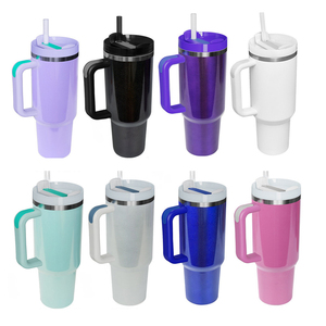 Dazzling Luxury Vacuum <b>Insulated</b> Thermos <b>Tumbler</b> Sublimation Drinks <b>Straw</b> 40 oz Stainless Steel Travel Car Mug Handle Customized - Product Image 2