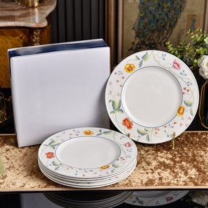 Wholesale Floral Elegant Ceramic Tableware Rice Bowl Coffee Cup <b>Dinner</b> Plate Soup Plate Banquet <b>Set</b> For <b>Dinner</b> - Product Image 4