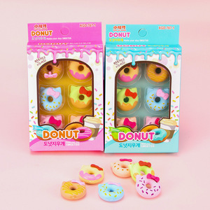 Set di 5 Gomme da Cancellare a Forma di Ciambella con Fiocco, Carine e Creative, per Scuola e Cancelleria - Product Image 1