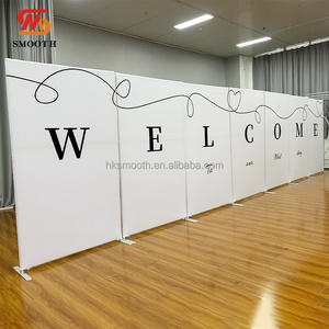SMOOTH Welcome Custom Printed Fabric Partition <b>Screen</b> Metal Stand Arch with Fabric stand for Wedding Entrance Reception Decor - Product Image 4