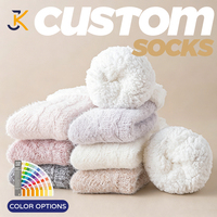 Chaussettes d'intérieur pour femmes, doublées de polaire épaisse, antidérapantes avec semelle en silicone, en polaire d'agneau, mi-mollet, chaudes et confortables pour l'hiver