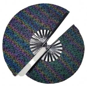 Éventail pliant Kung Fu 27 cm/33 cm en PVC avec film laser, pour performance, photographie, cadeaux, accessoires, artisanat, scène, fête, danse, 7 couleurs - Product Image 2