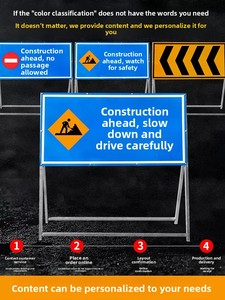 Panneau de signalisation routière vertical pour travaux, signalisation d'ingénierie, fond bleu, lettres blanches, direction réfléchissante - Product Image 2