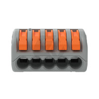 Conector de Empalme Original Wagos 222-415 con Palancas; para Todos los Tipos de Conductores; máx. 4 mm²; 5 Conductores; Carcasa Gris; máx. 40 ° C; 2,5 mm²