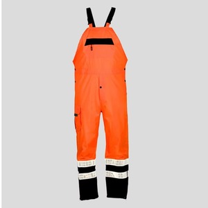 Hi Vis <b>Waterproof</b> Polyester Bib Overalls Unisex <b>Work</b> Coverall with Reflective Tape Thermal Safety ANSI/ISEA 107-2020 Certified - Product Image 4