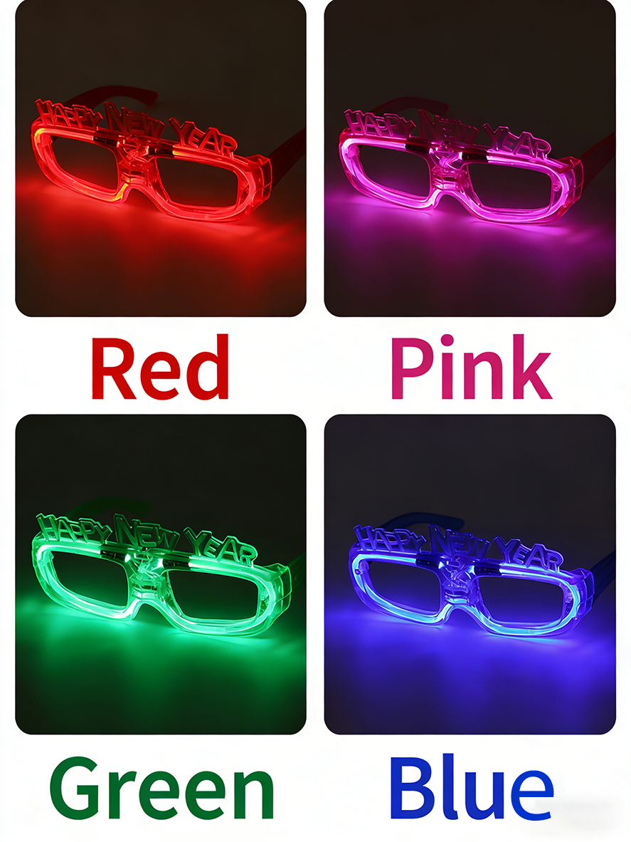 Durable Eco-Friendly Hot Selling 2025 New Year LED Square Cold Light Glasses 3 Modes + Customizable Colors Fast Delivery for