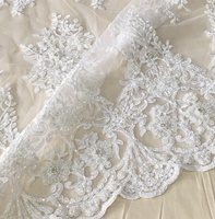 Nouvelle dentelle de mariée de luxe, écologique, de couleur blanche, brodée, tissu lourd, sequins à la main, strass, mariage, filles