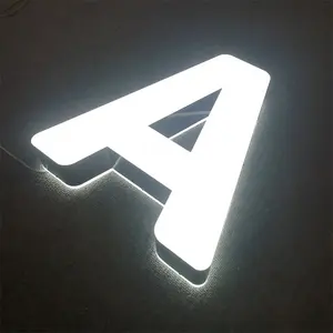 Señalización de tienda al aire libre personalizada, 3D letras del alfabeto, publicidad de aluminio, LED, electrónica iluminada