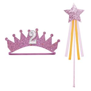 Suministros para Fiestas de Graduación, Cumpleaños y Ramadán, Corona, Diadema, Varita Mágica de Hada, Juego de 2 Piezas, Tela Hecha a Mano con Brillantina - Product Image 3