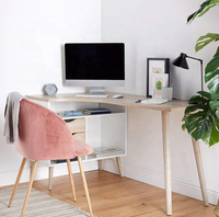 Bureau en L, bureau d'écriture, bureau d'étude, table de bureau, bureau assis-debout avec étagère