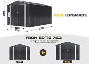 <strong>8</strong> <strong>X</strong> 12 FT Outdoor Storage <strong>Shed</strong> Metal Garden <strong>Shed</strong> Tool <strong>Sheds</strong> for Backyard Garden Patio Lawn Black - Product Image 6