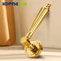 Serrure de porte à levier rond Koppalive en or brossé avec fonction de confidentialité, installation facile pour portes en bois de villas et hôtels