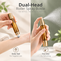 Flacon pulvérisateur vide à double embout rechargeable avec logo personnalisé, emballage cosmétique en verre à bille roulante, vente en gros OEM