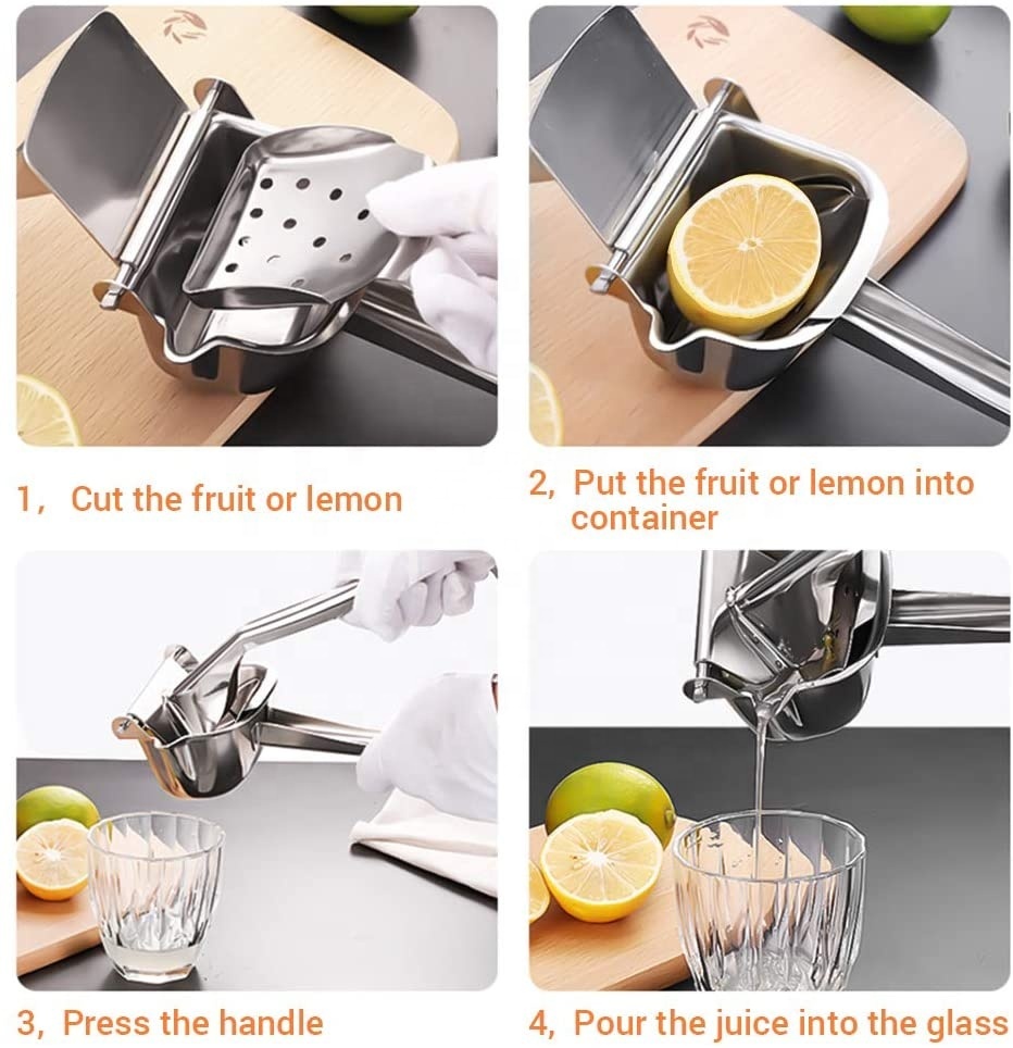 Presse-Agrumes Manuel Inox 304 - Presse-Citron Et Orange - Extracteur De Jus Sans Gâchis - Facile à Nettoyer