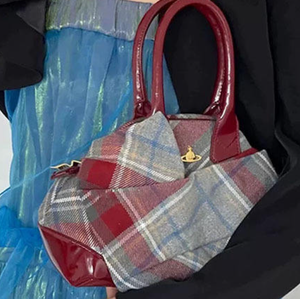 Bolso de Mano de Lona Retro Multifuncional, Cuadrado, Irregular, Rojo - Product Image 2