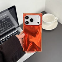 Coque de téléphone de luxe IMD TPU scintillante effet vague pour iPhone 17 Air 16 15 Pro Max, motif carré laser PC, dos en soie