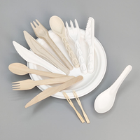 Couverts jetables robustes en bagasse, biodégradables en pulpe de canne à sucre (fourchette, cuillère, couteau), vaisselle écologique pour la restauration, vente en gros