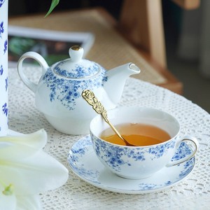 Châu Âu cổ điển màu xanh trắng sứ gốm Tea Set với ấm trà cho một người trong hộp quà tặng nồi duy nhất trà cho một - Product Image 3
