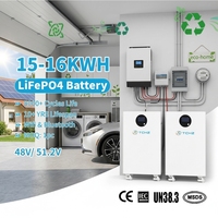 Batterie au lithium LiFePO4 CE-EMC pour UN38.3, empilable, 15KWh 16KWh 51.2V, avec BMS CAN PACE pour chargeur domestique de VE