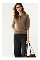 Pull en cachemire personnalisé pour femme, col semi-revers, tricoté, doux pour la peau et ajusté.