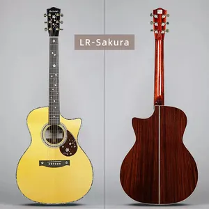 Guitar factory supply high gloss good price OEM Engelmann spruce rosewood 41 inch acoustic guitar with Sakura abalone inlay