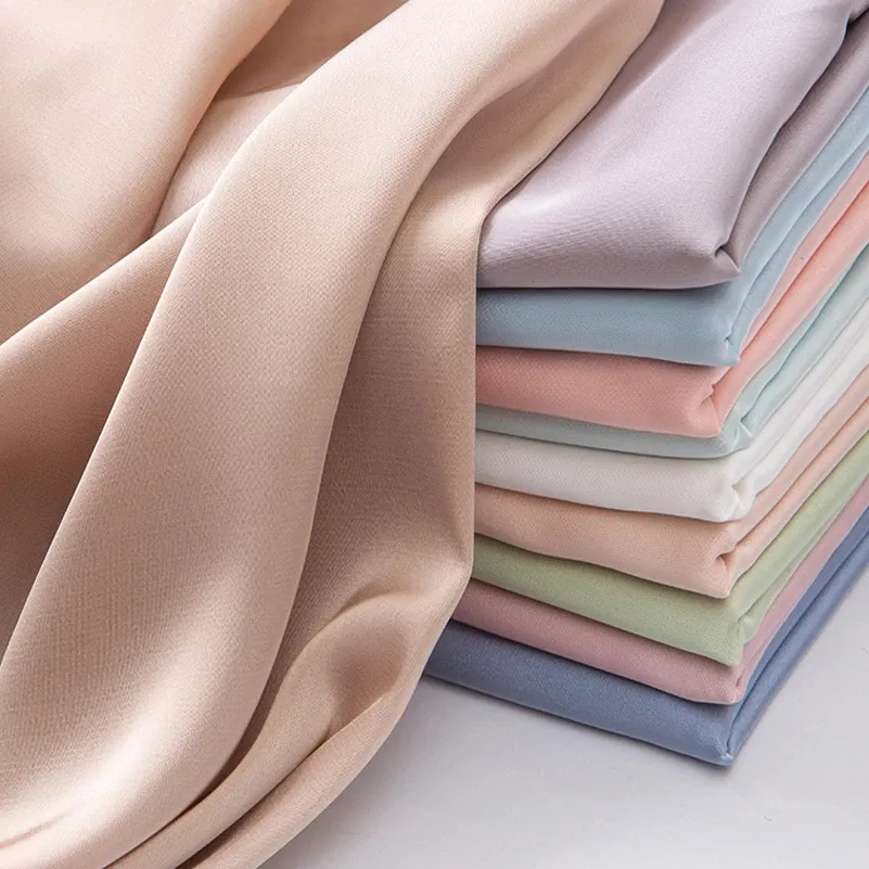 Polyester Satin Chiffon Fabric For Clothes Pajama Shirt Micro Elastic Fabric