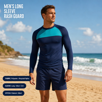 Chemise de surf pour homme à manches longues, protection UV UPF 50+, colorblock, polyester et élasthanne, extensible dans les quatre sens, fabrication OEM