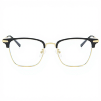 Lunettes de lecture unisexe anti-lumière bleue, demi-cerclées, en métal, à monture rectangulaire, motif géométrique, 9314