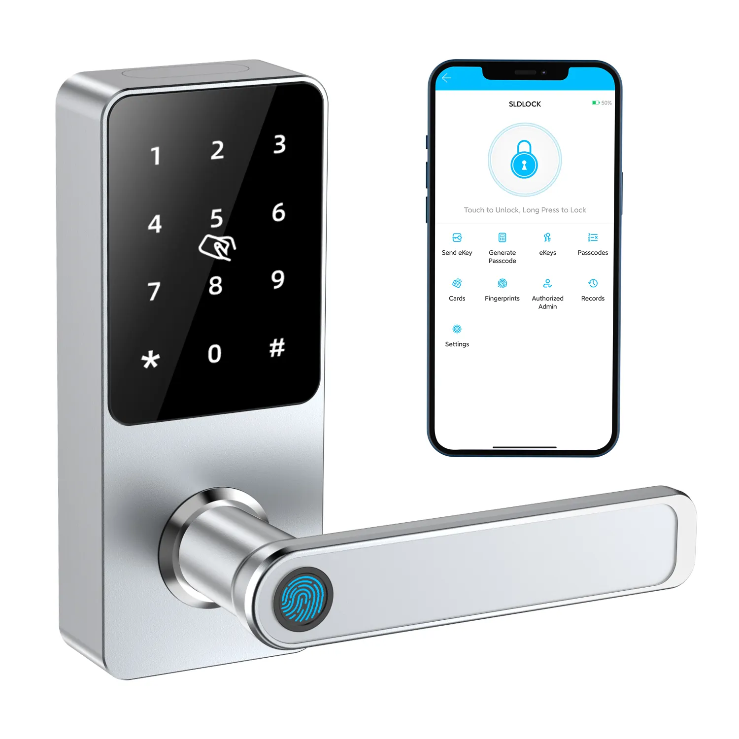 Wifi Smart Function Lock Finger abdruck Passwort Sim-Karte Handy-Steuerung Gsm Türschloss Luxus Black Key Style Packing School