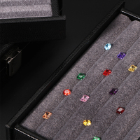 HUAYUE Emballage de pierres précieuses en velours de luxe Plateau d'affichage Boîte de pierres précieuses Aimants en cuir PU Boîte de rangement pour bijoux en diamant