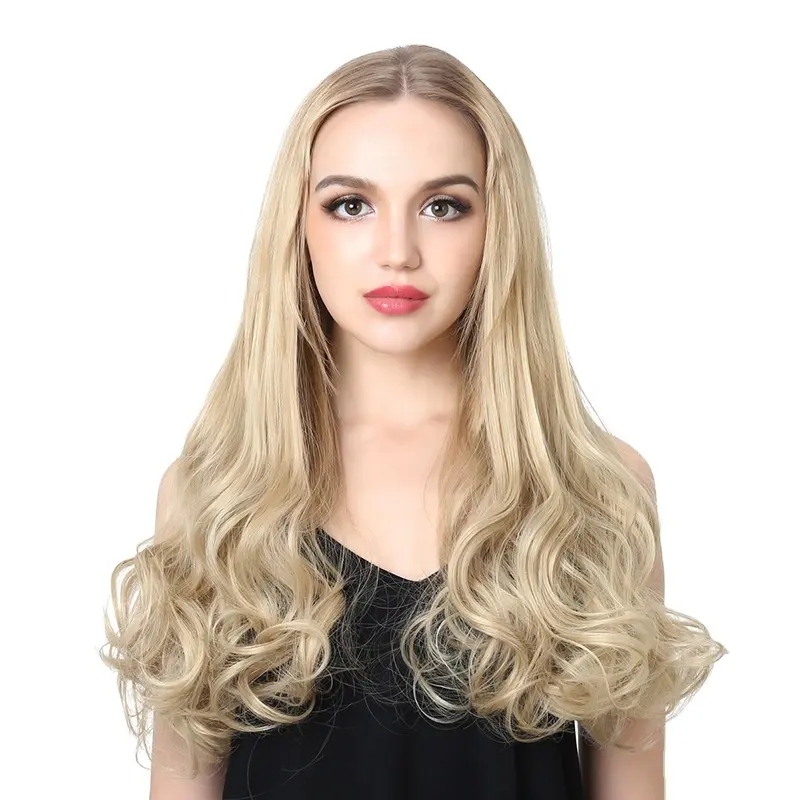 Hair Extension Synthetic SARLA Wholesale 20" Long Curly Loose Wave Synthetic Hairpieces Natural Hair Extension Clip-in Upart U Part Wigs