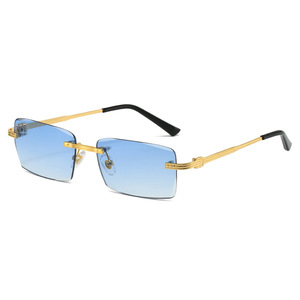 Nouvelles lunettes de soleil carrées sans monture à bords coupés pour femmes, tendance mode européenne et américaine, look haut de gamme, verres correcteurs - Product Image 4