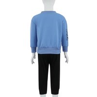Ensemble de sport pour enfants : Pull bleu et pantalon de jogging noir uni 2 pièces en tissu peigné – Vente en gros