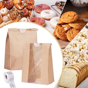 Sacs à pain en papier <span class=keywords><strong>kraft</strong></span> avec fenêtre et <span class=keywords><strong>étiquettes</strong></span> métalliques pour pain au levain et produits de boulangerie, sacs à pain personnalisés en papier <span class=keywords><strong>kraft</strong></span> - Product Image 6