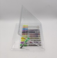 Scatola in Plastica Trasparente con Linguetta di Fissaggio per Pennarelli e Penne ad Acquerello, Personalizzabile OEM