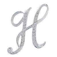 Broche tendance pour enfant, initiale 26 lettres entièrement sertie de diamants, zircon glacé, alphabet H, bijou, épingle pour pull et manteau, accessoires
