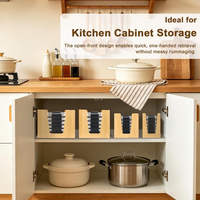 Organisateur de couvercles en bambou empilable et durable pour rangement de placards de cuisine