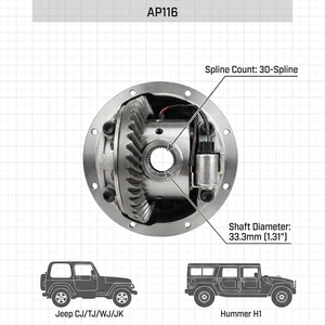 Bloqueo de Diferencial HF AP116 Air Locker Dana 44 AMC 20 para Wrangler CJ <span class=keywords><strong>TJ</strong></span> WJ JK H1 Delantero Trasero 30 Spl Bloqueo de Diferencial <span class=keywords><strong>4x4</strong></span> Todoterreno 3.92 en adelante - Product Image 3