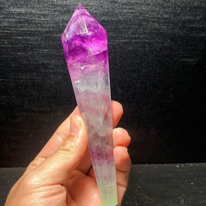 Sceptre en Fluorite Couleurs Vives Texture Transparente Polissage Lisse Décoration Élégante Collection Cadeau Spirituel Crystalhola Back - Product Image 3