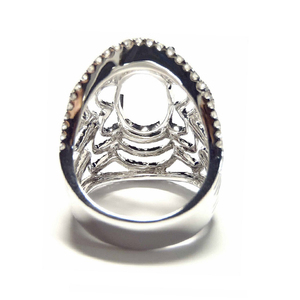 Bague de fiançailles ovale semi-montée en or blanc 18 carats avec diamant naturel, design antique, marques célèbres, bijoux fins - Product Image 3