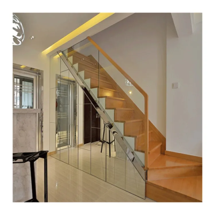 Ace zarif Modern çift kiriş kiriş merdiven lüks tasarım ahşap Metal merdiven üreticisi düz merdiven