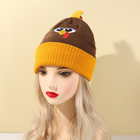 Gorro de Punto con Pompones Bordado de Turquía para Fiesta Divertida de Acción de Gracias