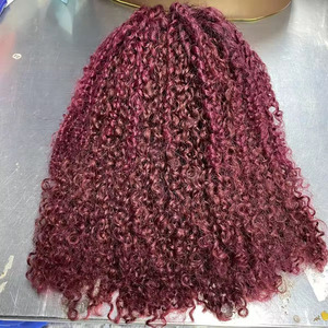 Màu Sang Trọng Brazil Tóc Con Người Xoăn 99j Ngắn Bob Tóc Giả Tóc 13X4 Ren Phía Trước Tóc Giả Pixie Xoăn Tóc Giả Cho Phụ Nữ Da Đen - Product Image 2