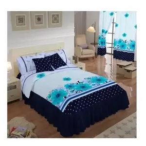 Cubrecama Doble Sabina Azul, Tamaño Matrimonial, Diseño Floral Moderno, para Uso Doméstico, 50% Algodón, 50% Poliéster, Estampado - Product Image 3