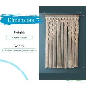 Vietnam Large Bohemian Macrame <b>Leaf</b> Door Curtains Hot Selling Woven Cotton Home <b>Decor</b> for Living Room <b>Wall</b> Closet - Product Image 3