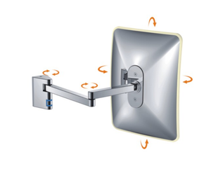 Square <strong>Chrome</strong> 5x <strong>Magnifying</strong> LED Light Single-Sided Foldable Personalized Wall Mounted Bathroom <strong>Mirror</strong> for Cosmetic Makeup - Product Image 3