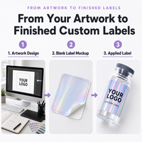 Étiquettes autocollantes holographiques imperméables pour flacons, rouleau personnalisé avec logo, 2 ml, 3 ml, 5 ml, 10 ml, pour bouteilles en verre